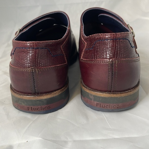 Fluchos Huellas Monk Strap Burgundy Cap Toe F0279 Genuine Leather Spain 43 EU - Picture 9 of 14